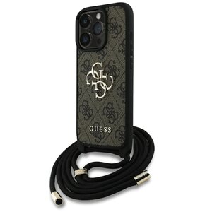 Etui GUESS 4G Big Logo Cord Stap Crossbody do Apple iPhone 16 Pro Max Brązowy