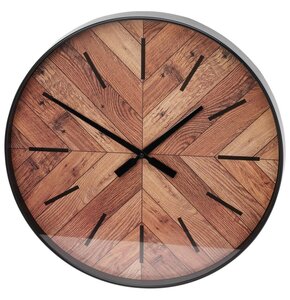 Zegar ścienny EXCELLENT HOUSEWARE Jodełka 50 cm Czarno-brązowy