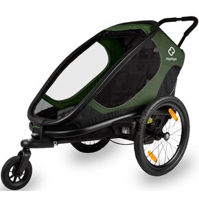 Przyczepka rowerowa HAMAX Outback One 34kg Pasy Zielono-czarny