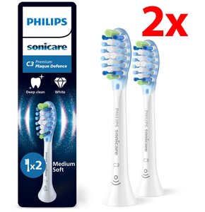 Oryginalne końcówki PHILIPS Sonicare C3 HX9042/87 Średnio miękkie włókna (2 szt.) (Zaawansowane usuwanie płytki bakteryjnej)