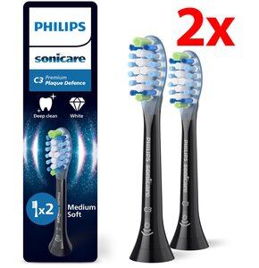 Oryginalne końcówki PHILIPS Sonicare C3 HX9042/88 Średnio miękkie włókna (2 szt.) (Zaawansowane usuwanie płytki bakteryjnej)
