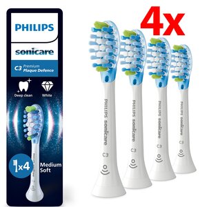 Oryginalne końcówki PHILIPS Sonicare C3 HX9044/87 Średnio miękkie włókna (4 szt. zapas na rok) (Zaawansowane usuwanie płytki bakteryjnej)