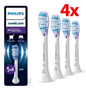 Oryginalne końcówki Philips Sonicare G3 HX9054/87 Miękkie włókna (4 szt. zapas na rok) (Zdrowsze dziąsła)