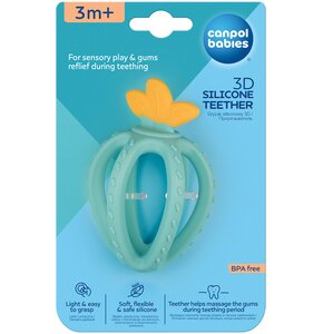 Gryzak CANPOL BABIES Sensoryczny 3D Truskawka 80/400 Zielono-żółty