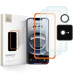 Szkło hartowane TECH-PROTECT Supreme Set do Apple iPhone 16E (3 szt.)