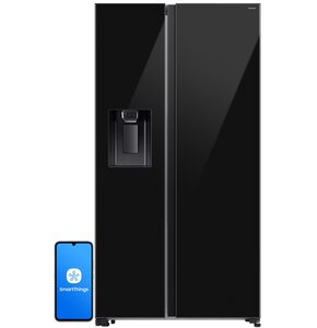 Lodówka SAMSUNG AI RS70F64KEBEO Side by Side No Frost 178.6cm Czarne szkło Podajnik wody Kostkarka
