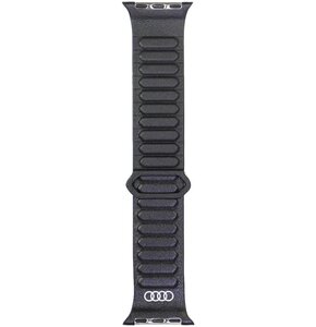 Pasek AUDI Logo Genuine Leather Magnetic Ring do Apple Watch 4/5/6/7/8/9/10/SE/SE2 (40/41/42mm) Czarny