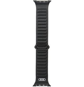 Pasek AUDI Logo Genuine Leather Magnetic Ring do Apple Watch 6/7/8/9/10/SE/SE 2/Ultra 1/2 (44/45/46/49mm) Czarny