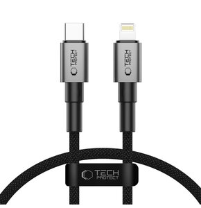 Kabel USB-C - Lightning TECH-PROTECT UltraBoost DNA 27W 0.25 m Szary
