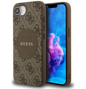 Etui GUESS 4G Circle Classic Logo MagSafe do Apple iPhone 16e Brązowy