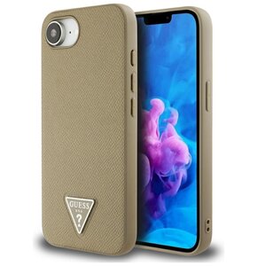 Etui GUESS Grained Triangle MagSafe do Apple iPhone 16e Brązowy