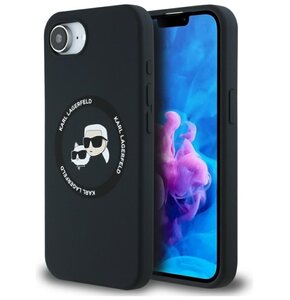 Etui KARL LAGERFELD Silicone Karl&Choupette Heads MagSafe do Apple iPhone 16e Czarny