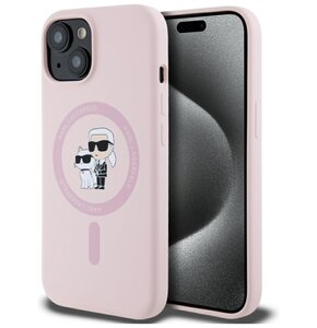 Etui KARL LAGERFELD Silicone Karl&Choupette MagSafe do Apple iPhone 15 Plus Różowy