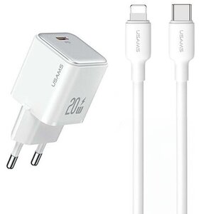 Ładowarka sieciowa USAMS US-CC183 X-Ron Series 20W Biały + Kabel USB-C - Lightning