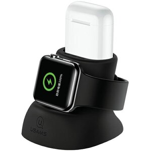 Stojak USAMS ZJ51ZJ01 2w1 do ładowania Apple Watch/AirPods Czarny