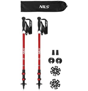 Kijki trekkingowe NILS TK8601 (65 - 135 cm) Czerwony