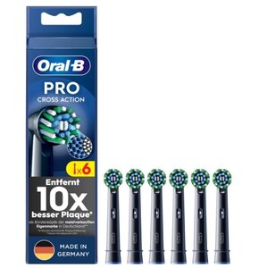 Oryginalna końcówka szczoteczki ORAL-B Pro Cross Action Czarny (6 szt.) (Włókna w kształcie litery X usuwają więcej płytki)