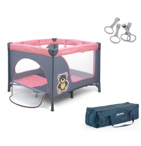 Łóżeczko MILLY MALLY Fun Pink Bear Różowo-szary