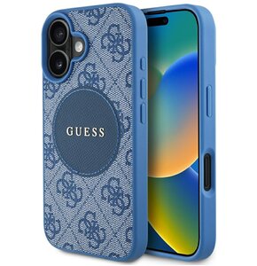 Etui GUESS 4G Circle Classic Logo MagSafe do Apple iPhone 16 Niebieski