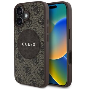 Etui GUESS 4G Circle Classic Logo MagSafe do Apple iPhone 16 Brązowy