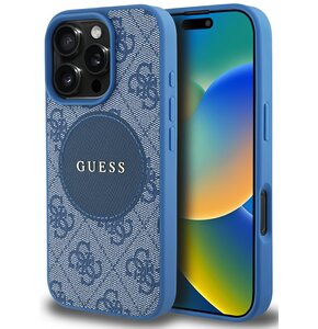Etui GUESS 4G Circle Classic Logo MagSafe do Apple iPhone 16 Pro Max Niebieski