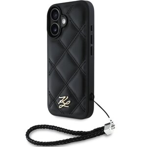 Etui KARL LAGERFELD Quilted Initial Logo & Chain Strap do Apple iPhone 16 Czarny