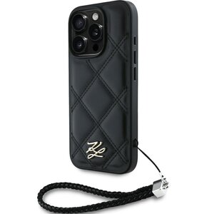 Etui KARL LAGERFELD Quilted Initial Logo & Chain Strap do Apple iPhone 16 Pro Max Czarny