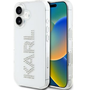 Etui KARL LAGERFELD IML Rhinestones Logo do Apple iPhone 16 Przezroczysty