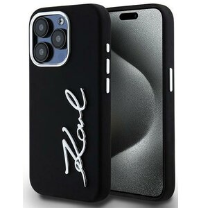 Etui KARL LAGERFELD Silicone Metal Script Logo do Apple iPhone 15 Pro Max Czarny