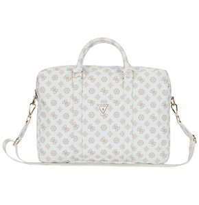 Torba GUESS 4G Peony Front Pocket Zipper Triangle Logo 16 cali Biały