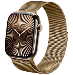 Pasek CRONG Milano Steel do Apple Watch 4/5/6/7/8/9/10/SE/SE 2/SE 2022/Ultra/Ultra 2 (44/45/46/49 mm) Różowo-złoty