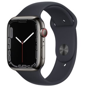 APPLE Watch 7 GPS + Cellular 45mm koperta ze stali nierdzewnej (grafitowy) + pasek sportowy (północ)