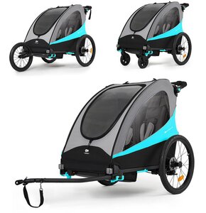 Przyczepka rowerowa KINDERKRAFT Nava 3w1 60kg Pasy Niebieski