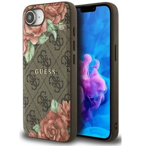 Etui GUESS 4G Flowers Print MagSafe do Apple iPhone 16e Brązowy