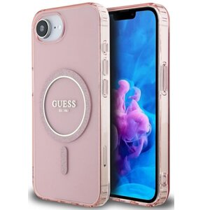 Etui GUESS IML Glitter Circle MagSafe do Apple iPhone 16e Różowy