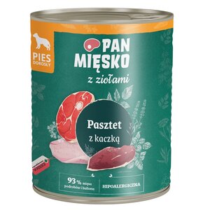Karma dla psa PAN MIĘSKO z Ziołami Pasztet z kaczką 800 g