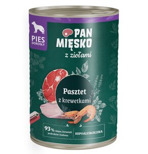Karma dla psa PAN MIĘSKO z Ziołami Pasztet z krewetkami 400 g