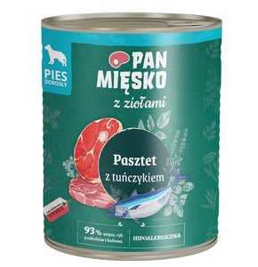Karma dla psa PAN MIĘSKO z Ziołami Pasztet z tuńczykiem 800 g