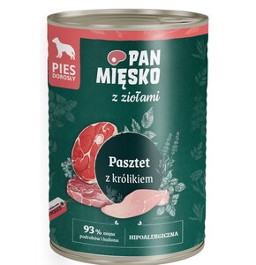 Karma dla psa PAN MIĘSKO z Ziołami Pasztet z królikiem 400 g