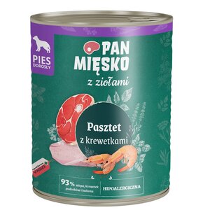 Karma dla psa PAN MIĘSKO z Ziołami Pasztet z krewetkami 800 g