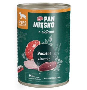 Karma dla psa PAN MIĘSKO z Ziołami Pasztet z kaczką 400 g