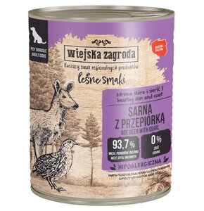 Karma dla psa WIEJSKA ZAGRODA Adult Leśne smaki Sarna z przepiórką 800 g