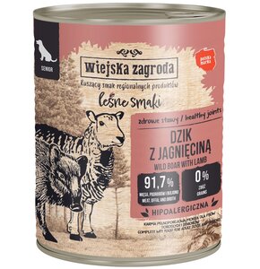 Karma dla psa WIEJSKA ZAGRODA Senior Leśne smaki Dzik z jagnięciną 800 g