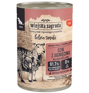 Karma dla psa WIEJSKA ZAGRODA Senior Leśne smaki Dzik z jagnięciną 400 g