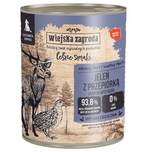 Karma dla psa WIEJSKA ZAGRODA Junior Leśne smaki Jeleń z przepiórką 800 g