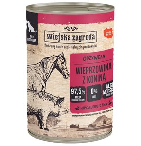 Karma dla psa WIEJSKA ZAGRODA Wieprzowina z koniną 400 g
