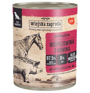 Karma dla psa WIEJSKA ZAGRODA Wieprzowina z koniną 800 g