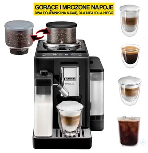Ekspres DELONGHI Rivelia EXAM 440.55.B Kawa mrożona (2 wymienne zbiorniki kawy)