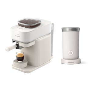 Ekspres PHILIPS Baristina BAR300/00 z zautomatyzowanym procesem mielenia i zaparzania + Spieniacz PHILIPS Baristina BAR311/00 Biały