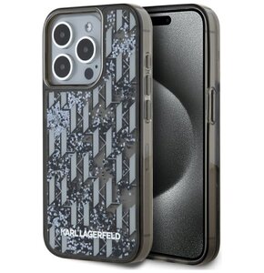 Etui KARL LAGERFELD Liquide Glitter Monogram Gradient do Apple iPhone 15 Pro Max Czarny